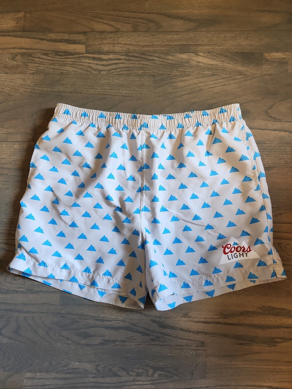 Coors Light Swim Trunks Swimsuit Board Shorts Beer Logo Men's Size XL Gray Blue
